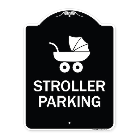 Signmission Stroller Parking With Graphic Heavy-Gauge Aluminum Architectural Sign, 24" x 18", BW-1824-22832 A-DES-BW-1824-22832